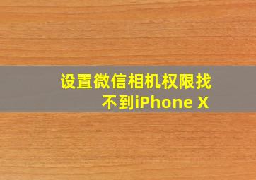 设置微信相机权限找不到iPhone X